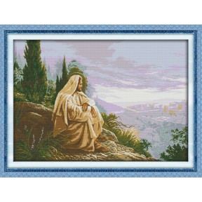 Иисус смотрит  сверху Набор для вышивания крестом с печатной схемой на ткани Joy Sunday R315