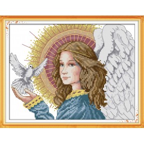 Ангел мира Набор для вышивания крестом с печатной схемой на ткани Joy Sunday R446