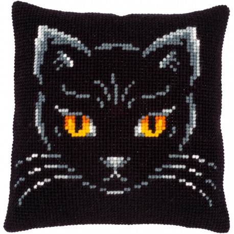Чорний кіт Набір для вишивання хрестиком (подушка) Vervaco