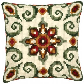 Коричнево-зеленый орнамент Набор для вышивания крестом (подушка) Vervaco PN-0008595