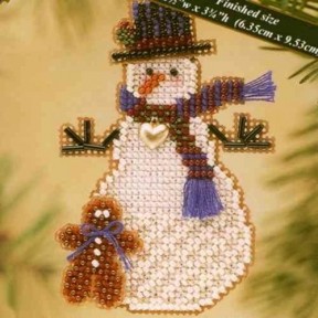 Снеговик с имбирным человечком Набор для вышивания крестом Mill
