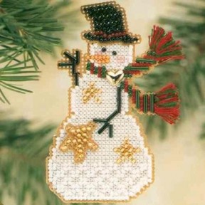 Снеговик со звездой Набор для вышивания крестом Mill Hill