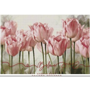 Схема для вишивання хрестиком Ірина Бєлова Рожеві тюльпани