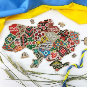 Карта України Набір для вишивання хрестиком на дерев'яній основі Virena VW_001