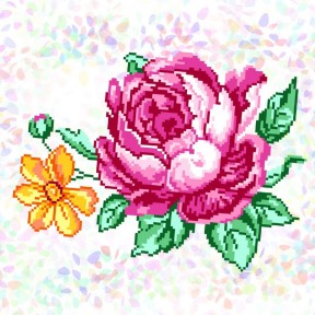 Роза с желтым цветком (1 фрагмент) Флизелин пришивной водорастворимый с рисунком Confetti K-364