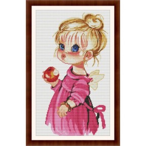 Ангелочок з яблуком (рожевий) Набір для вишивання хрестиком Dantel 057.1D
