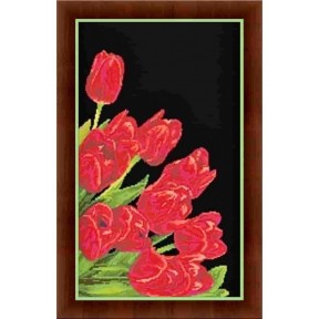 Букет тюльпанів (чорна канва) Набір для вишивання хрестиком Dantel 072D