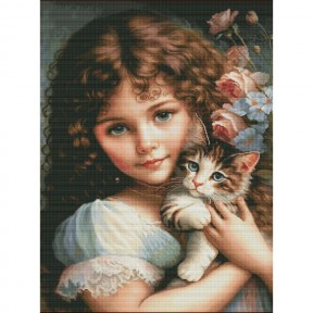 Девочка с котенком Набор для вышивки крестиком Dantel 183D