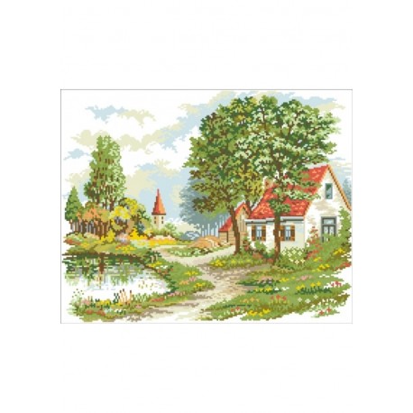 Сельский пейзаж Канва с нанесенным рисунком для вышивки крестом