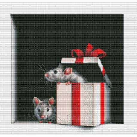 Мышки с подарком Набор для вышивания крестом Світ можливостей