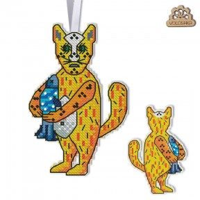 Казкові звірі. Кіт Набір для створення новорічної іграшки хрестиком на пластиковій канві Virena VPC_021