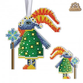 Казкові звірі. Цап Набір для створення новорічної іграшки хрестиком на пластиковій канві Virena VPC_024
