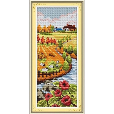Осень Набор для вышивания крестом с печатной схемой на ткани Joy Sunday F069