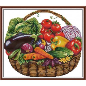 Корзина овощей Набор для вышивания крестом с печатной схемой на ткани Joy Sunday J542JS