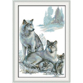 Сім'я вовків Набір для вишивання хрестом із друкованою схемою