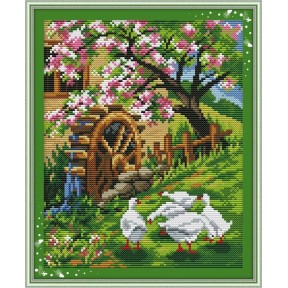 Весенний сад Набор для вышивания крестом с печатной схемой на ткани Joy Sunday F199
