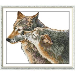 Поцелуй волка Набор для вышивания крестом с печатной схемой на ткани Joy Sunday D420