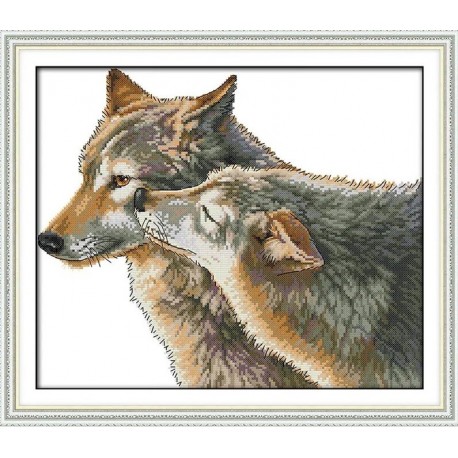 Поцелуй волка Набор для вышивания крестом с печатной схемой на ткани Joy Sunday D420