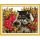 Кіт у квітах Набір для вишивання хрестиком з друкованою схемою на тканині Joy Sunday D501