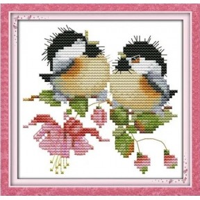 Птицы на цветах Набор для вышивания крестом с печатной схемой на ткани Joy Sunday D735