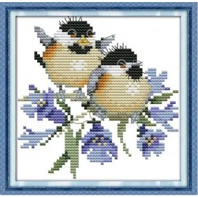 Птахи на квітах (2) Набір для вишивання хрестиком з друкованою схемою на тканині Joy Sunday D736