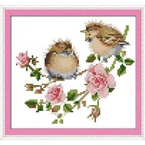 Птахи на квітах (3) Набір для вишивання хрестиком з друкованою схемою на тканині Joy Sunday D737