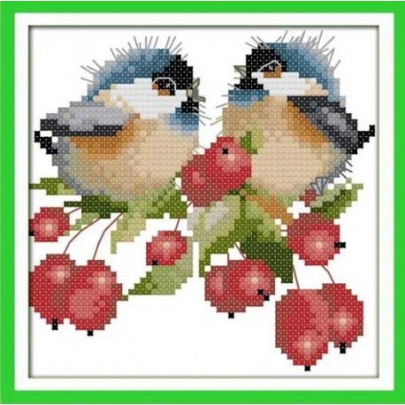 Птахи на ягодах Набір для вишивання хрестиком з друкованою