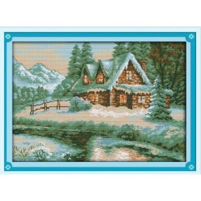 Сніговий будиночок Набір для вишивання хрестиком з друкованою