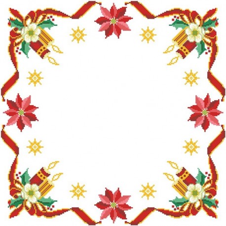 Схема Новогодняя скатерть Новогодний цветок для вышивки бисером и нитками на немецкой ткани с водонепроницаемым покрытием. ТР149