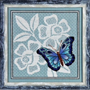 Набор для вышивки крестом Alisena 1123а Бирюзовая бабочка фото