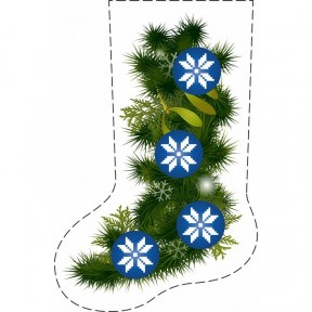 Непошитий Новорічний чобіток Чарівний настрій. Схема для вишивки бісером і нитками на німецькій тканині з водонепроникним покрит