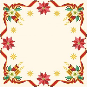 Схема Новогодняя скатерть Новогодний цветок для вышивки бисером и нитками   ТР149аМ5252