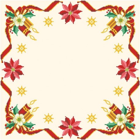 Схема Новогодняя скатерть Новогодний цветок для вышивки бисером и нитками   ТР149аМ5252