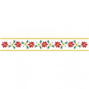 Схема Новогодняя скатерть-дорожка Новогодний цветок для вышивки бисером и нитками на немецкой ткани с водонепроницаемым покрытие