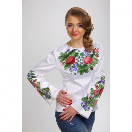 Набір для вишивання жіночої блузки нитками Троянди, фіалки, конвалії БЖ021пБннннi