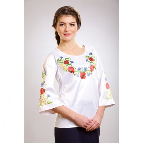 Набір для вишивки жіночої блузки бісером Польові квіти БЖ024шБннннk