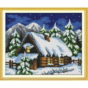 Зимовий казковий будиночок (1) Набір для вишивання хрестиком з друкованою  схемою на тканині Joy Sunday F431