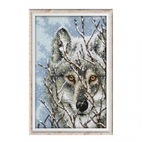 Волк Набор для вышивания крестом с печатной схемой на ткани Joy Sunday DA118
