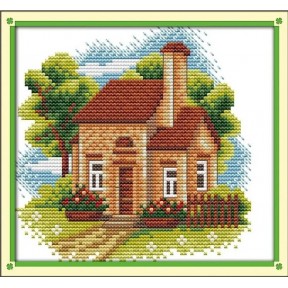 Будиночок в селі(1) Набір для вишивання хрестиком з друкованою  схемою на тканині Joy Sunday F495