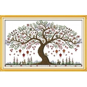 Дерево кохання 1 Набір для вишивання хрестиком з друкованою  схемою на тканині Joy Sunday F608