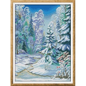 Зимний лес 3 Набор для вышивания крестом с печатной схемой на ткани Joy Sunday F956