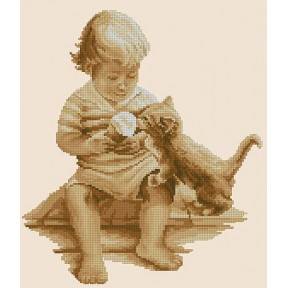 Хлопчик та кошеня Набір для вишивання хрестиком Леді ЛД1063 фото