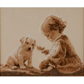Девочка и щенок Набор для вышивки крестом Леді ЛД1064