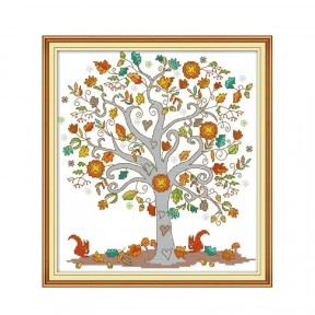 Дерево любви Набор для вышивания крестом с печатной схемой на ткани Joy Sunday c984