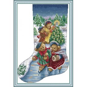 Різдвяна ковзанка Набір для вишивання хрестиком з друкованою схемою на тканині Joy Sunday DA423