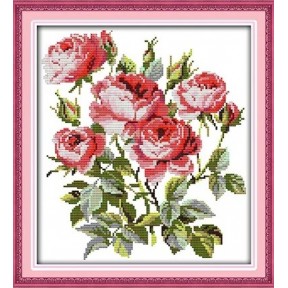 Цветущие розы Набор для вышивания крестом с печатной схемой на ткани Joy Sunday H521JS