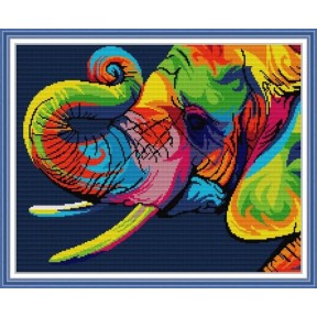 Радужный слон Набор для вышивания крестиком с печатной схемой на ткани Joy Sunday DA497