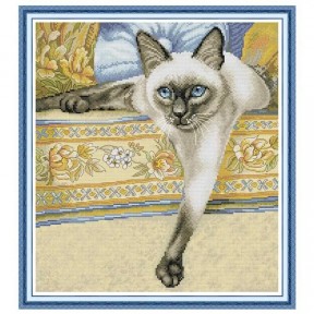Сиамский кот Набор для вышивания крестиком с печатной схемой на ткани Joy Sunday DA788
