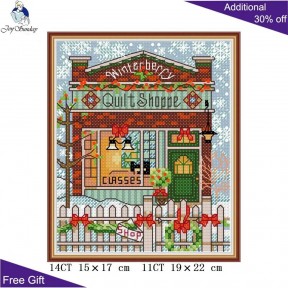 Різдвяний котедж 3 Набір для вишивання хрестиком з друкованою  схемою на тканині Joy Sunday FA113