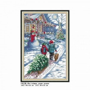 Рождественская снежная история  Набор для вышивания крестом с печатной схемой на ткани Joy Sunday FA138